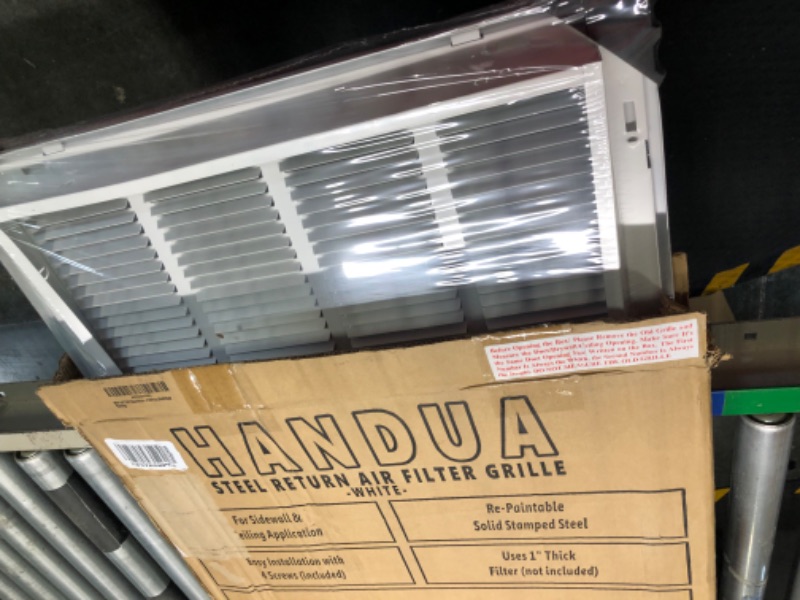 Photo 3 of 20"W x 25"H [Duct Opening Measurements] Steel Return Air Filter Grille [Removable Door] for 1-inch Filters | Vent Cover Grill, White | Outer Dimensions: 22 5/8"W X 27 5/8"H for 20x25 Duct Opening Duct Opening style: 20 Inchx25 Inch