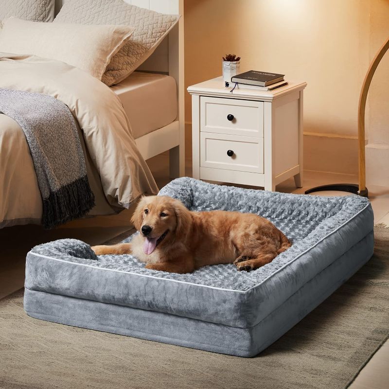Photo 1 of WNPETHOME Dog Beds for Large Dogs, Washable Dog Bed, Bolster Dog Sofa Bed with Waterproof Lining & Non-Skid Bottom, Orthopedic Egg Foam Dog Couch for Pet Sleeping, Pet Bed for Large Dogs