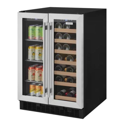 Photo 1 of *** Missing handles *** Dual Zone 24 in. Built-in 27-Bottle Wine and 60-Can Beverage Cooler in Stainless Steel
