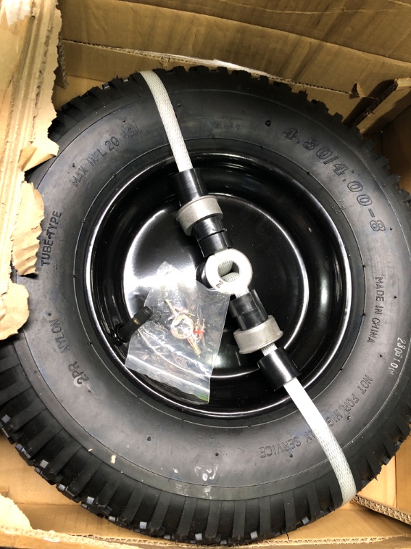 Photo 3 of 4.80/4.00-8" Pnuematic Tire and Wheel Assy,2PR (Air Filled)- 5/8"or 3/4" Powdered Metal bushings and 3"or 6"Center Hub, for Wheelbarrows,Garden and Utility Carts,Trolleys,Wagon and More