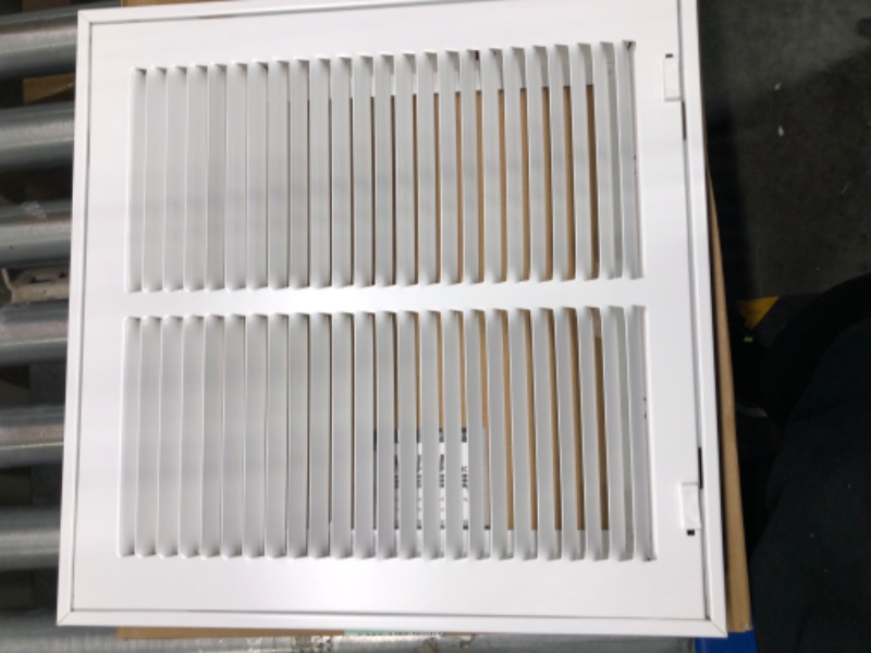 Photo 3 of 12" X 12" Steel Return Air Filter Grille for 1" Filter - Easy Plastic Tabs for Removable Face/Door - HVAC Duct Cover - Flat Stamped Face -White [Outer Dimensions: 13.75w X 13.75h] 12"W X 12"h