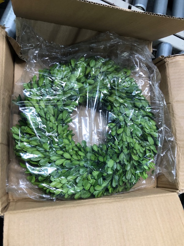 Photo 3 of Boxwood Wreath 14 inch Preserved Nature Boxwood Wreath Home Decor Stay Fresh for Years Easter Wreath (Boxwood)