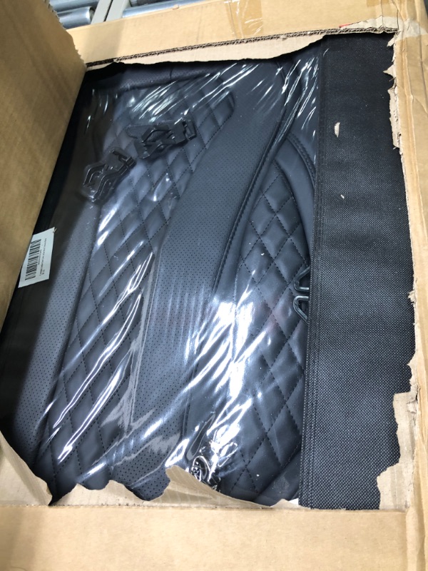 Photo 1 of Coverado Leather Seat Covers, Waterproof Luxury Leatherette Car Seat Cushions for Front and Rear 5 Pcs, Stylish Seat Protectors Auto Accessories Universal Fit Most Sedans, SUVs and Trucks, Black Black FullSet