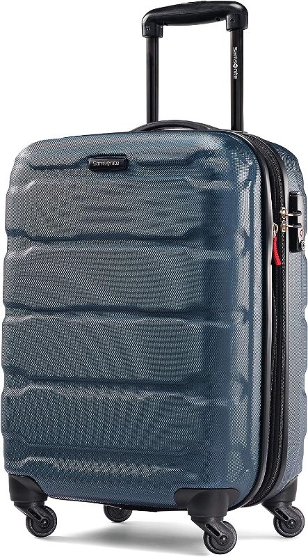 Photo 1 of Samsonite Omni PC Hardside Expandable Luggage with Spinner Wheels, Checked-Large 20-Inch, Teal