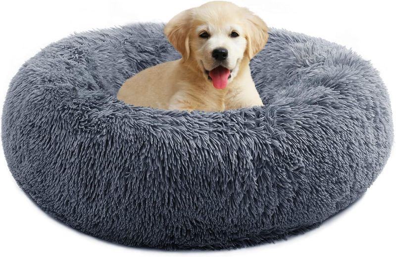 Photo 1 of 
Dog Beds for Medium Dogs, Anti Anxiety Donut Dog Bed, Round Calming Dog Bed for Puppy, Plush Faux Fur Dog Bed, Fluffy Dog Bed, Soft Fuzzy Pet Bed, Machine.