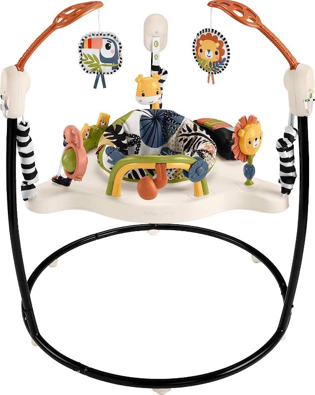 Photo 1 of Fisher-Price Baby Bouncer Palm Paradise Jumperoo Activity Center With Music Lights Sounds And Developmental Toys