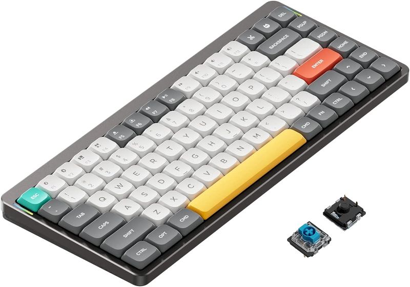 Photo 1 of nuphy Air75 Mechanical Keyboard, 75% Low Profile Wireless Keyboard, Supports Bluetooth 5.0, 2.4G and Wired Connection, Compatible with Windows and Mac OS Systems-Gateron Brown Switch