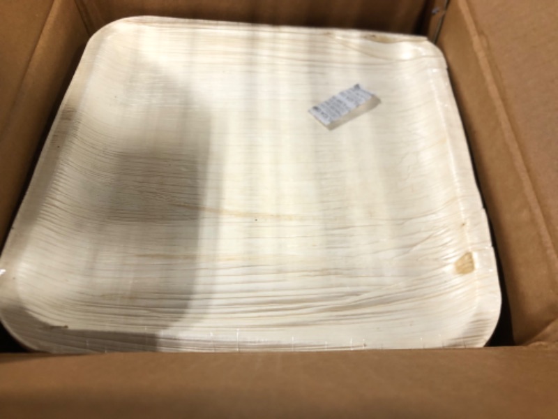 Photo 3 of ECO SOUL 100% Compostable 10 Inch Palm Square Leaf Plates [50-Pack] I Premium Disposable Plates Set I Heavy Duty Eco-Friendly Bamboo Plates Disposable I Square Disposable Plates 50 10" Square Plates