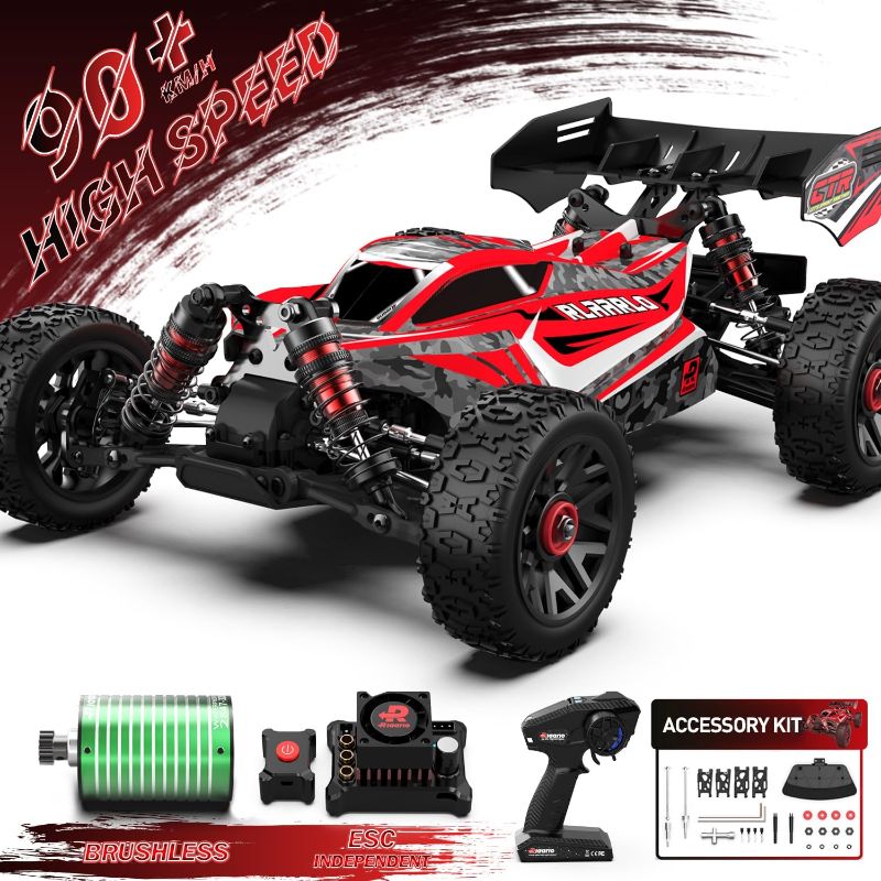 Photo 1 of CROBOLL 1:14 Brushless Fast RC Cars for Adults with Independent ESC,Top Speed 90+KPH 4X4 Hobby Off-Road RC Truck,Oil Filled Shocks Remote Control Monster Truck for Boys(Red)