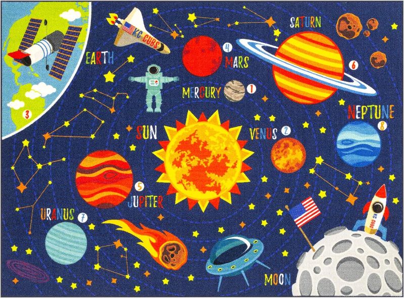 Photo 1 of 
KC Cubs Playtime Collection Space Safari Road Map Educational Learning & Game Area Rug Carpet for Kids and Children Bedrooms and Playroom (3' 3" x 4' 7")
