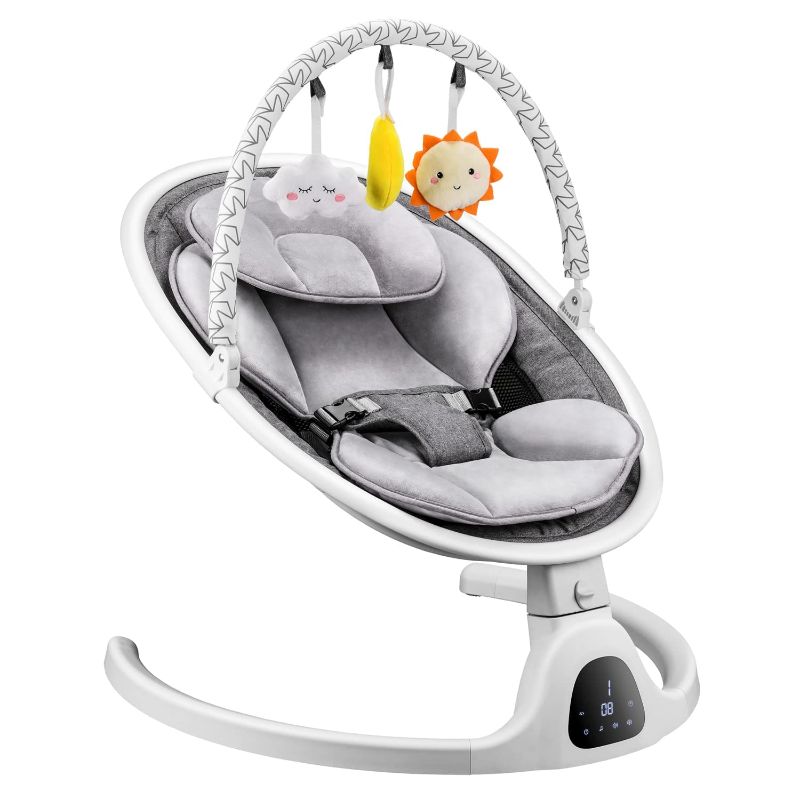 Photo 1 of Baby Swing for Newborn, Multi-Functional Electric Baby Rocker for Infants to Toddler with Multiple Speeds, Bluetooth and Remote Control, Indoor & Outdoor Use - Perfect for 0-9 Months