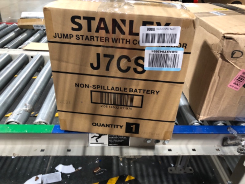 Photo 2 of STANLEY FATMAX J7CS Portable Power Station Jump Starter: 700 Peak/350 Instant Amps, 120 PSI Air Compressor, 3.1A USB Ports, Battery Clamps