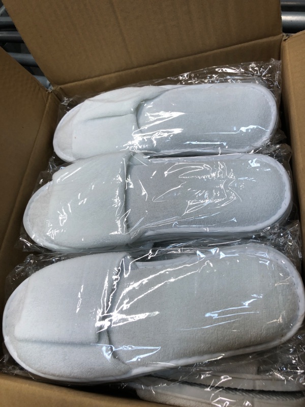 Photo 1 of 8 Pair of Deluxe White Slippers Hotel Guest Slippers for Spa, Party Guest, Hotel and Travel, Fits Most Men and Women can Washable (4 pairs of open toe caps+ 4 pairs of closed toe c)