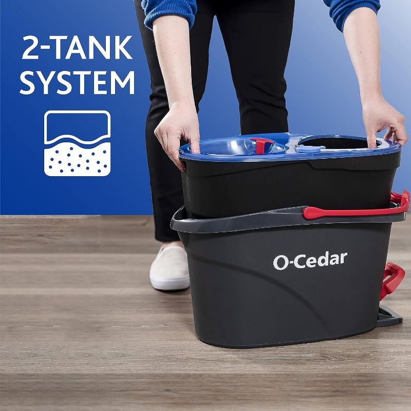 Photo 1 of O-Cedar EasyWring RinseClean Microfiber Spin Mop & Bucket Floor Cleaning System with 2 Extra Refills