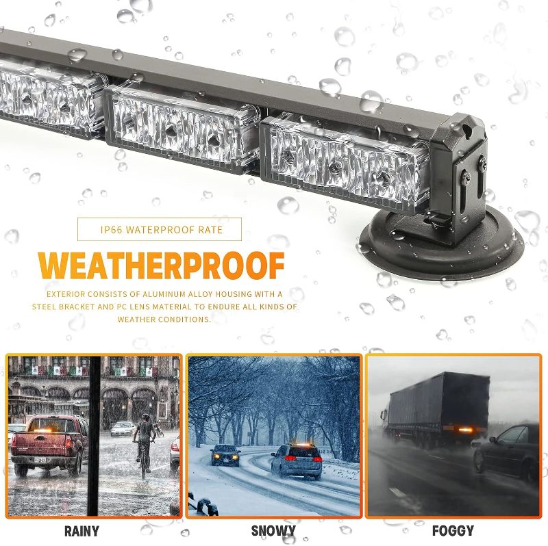 Photo 1 of BooYu 14.8" Rechargeable LED Emergency Strobe Lights Bar Portable Battery Roadside Wireless Roof Top Mini Plow Hazard Flash Beacon Warning Light w/Magnetic Base for Truck/Trailer/Vehicle 

*COULD NOT TEST LIGHT COLORS. DOES NOT COME WITH WALL PLUG IN POWE