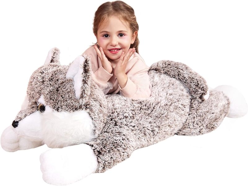 Photo 1 of IKASA Giant Wolf Stuffed Animal Plush Toy, 30 Inches Big Wolf Plushie for Kids Girls Boys Girlfriend