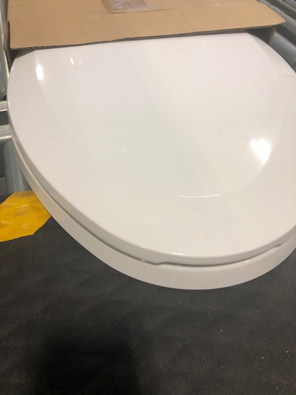 Photo 2 of WSSROGY Elongated Toilet Seat with Lid, Quiet Close, Fits Standard Elongated or Oblong Toilets, Slow Close Seat and Cover, Oval, White