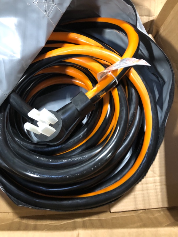 Photo 2 of RVPLAN 50 Amp 25 Foot RV/EV Extension Cord, Heavy Duty STW Cord with Cord Organizer and Storage Bag,NEMA 14-50P/R Standard Plug Suit for EV Charging and RV Trailer Campers, ETL Listed(Black&Orange) 25 FT