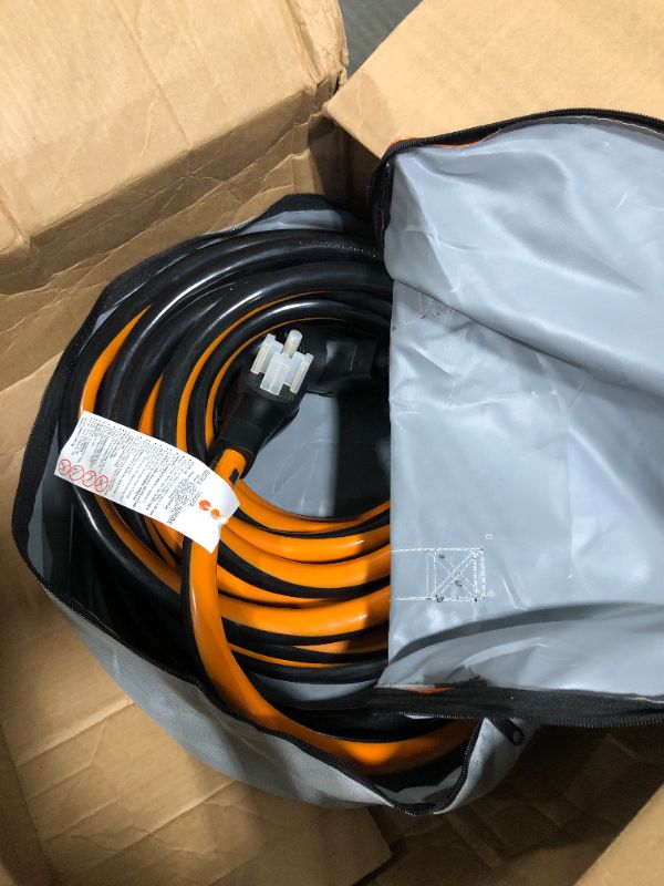 Photo 4 of RVPLAN 50 Amp 25 Foot RV/EV Extension Cord, Heavy Duty STW Cord with Cord Organizer and Storage Bag,NEMA 14-50P/R Standard Plug Suit for EV Charging and RV Trailer Campers, ETL Listed(Black&Orange) 25 FT