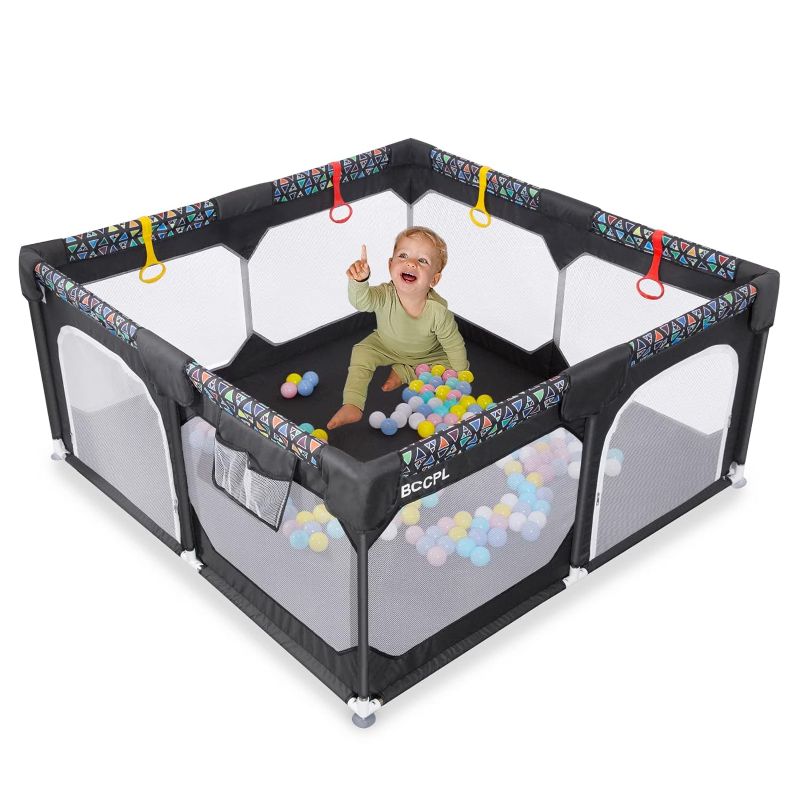 Photo 1 of BCCPL59 x59 Baby playpen with Gates,The Latest Children's Fence in 2022,Detachable Toddler Play Yard, Indoor Babies Enclosure,Small Enclosure for Kids, Infant Care Play pin, (Dark Grey)