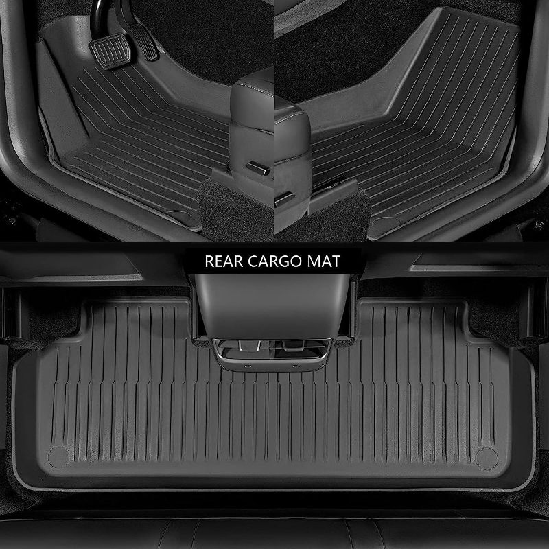 Photo 1 of Maysoo Tesla Model Y Floor Mats, Tesla Model Y 5-Seat 2020-2023 Accessories, All Weather Floor Mat Front Rear Cargo Liner Mat, Heavy Duty Floor Mats (Set of 6) Model Y floor mats (set of 6)