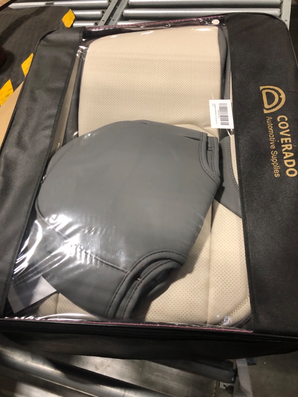 Photo 1 of Coverado Seat Covers, Breathable Faux Leather Car Seat Cushions with Lumbar Support, Universal Auto Accessories Full Set Fit for Most Cars, Sedans, SUVs and Trucks, Gray