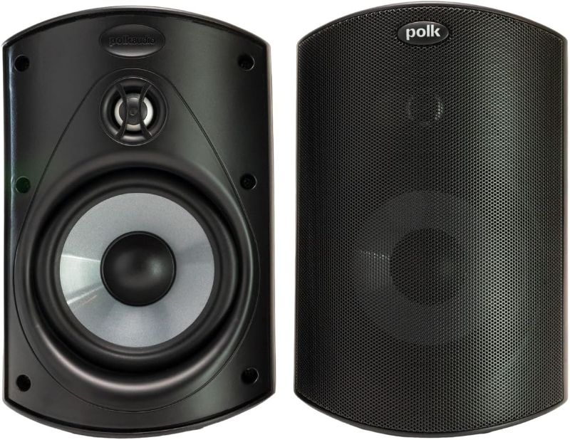 Photo 1 of Polk Audio Atrium 4 Outdoor Speakers with Powerful Bass (Pair, Black), All-Weather Durability, Broad Sound Coverage, Speed-Lock Mounting System
