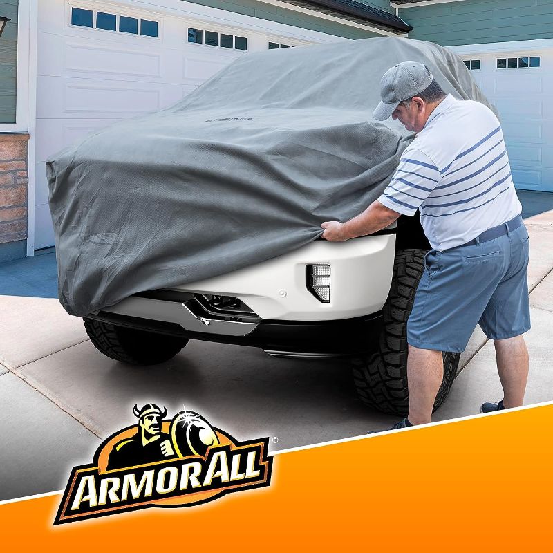 Photo 1 of Armor All Heavy Duty Premium All-Weather Truck Cover by Season Guard; Max Protection from Sun Rain Wind & Snow for Trucks up to 249" Length; Indoor & Outdoor Use, Grey (1270122SG)
