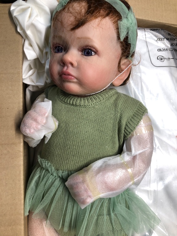 Photo 3 of Angelbaby Realistic Reborn Baby Girl Dolls Look Real Life 24inch Toddler Doll Weighted Soft Body Cute New Born Bebe Reborn Doll Toys for Children Gifts Green