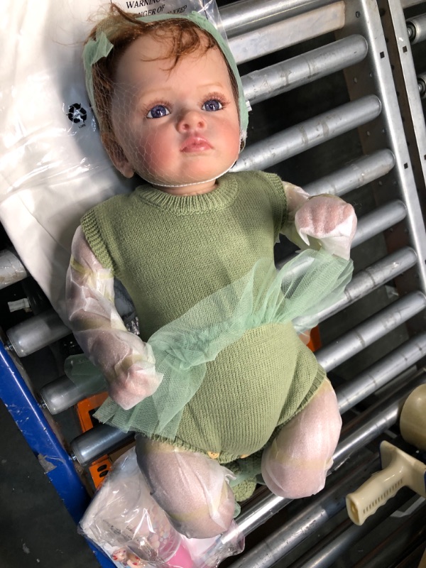 Photo 3 of Angelbaby Realistic Reborn Baby Girl Dolls Look Real Life 24inch Toddler Doll Weighted Soft Body Cute New Born Bebe Reborn Doll Toys for Children Gifts Green