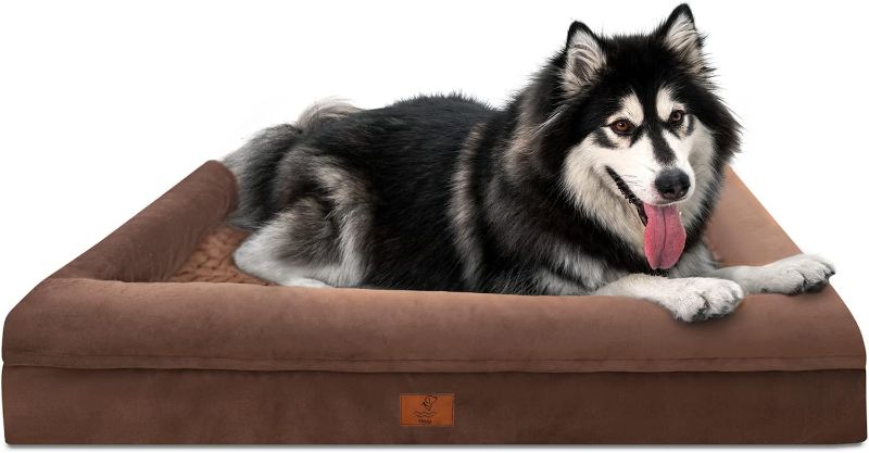 Photo 1 of Yiruka Dog Beds for Extra Large Dogs, Orthopedic Dog Bed, Washable Dog Bed with [Removable Bolster], Waterproof Dog Bed with Nonskid Bottom, Pet Bed, XL Dog Bed X-Large Plus(45 X 35 X 7 Inch) Grey
