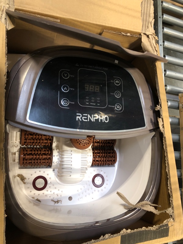 Photo 1 of Foot Spa Bath Massager,RENPHO Motorized Foot Spa with Heat and Massage and Jets,Powerful Bubble Jets with Infrared,Shiatsu Foot Spa Massager Corn Rollers,Relieve Feet Muscle Pain White/Red