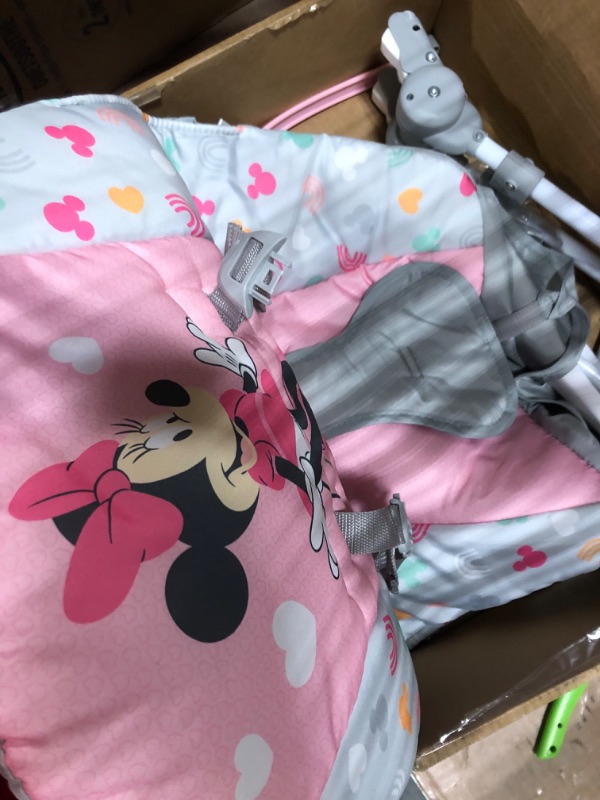 Photo 3 of Bright Starts Disney Baby Minnie Mouse Infant to Toddler Rocker with Vibrations and Removable -Toy Bar - Forever Besties, Newborn + Minnie Forever Besties