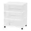 Photo 1 of 3 Drawer Plastic Wheeled Wide Chest in White

