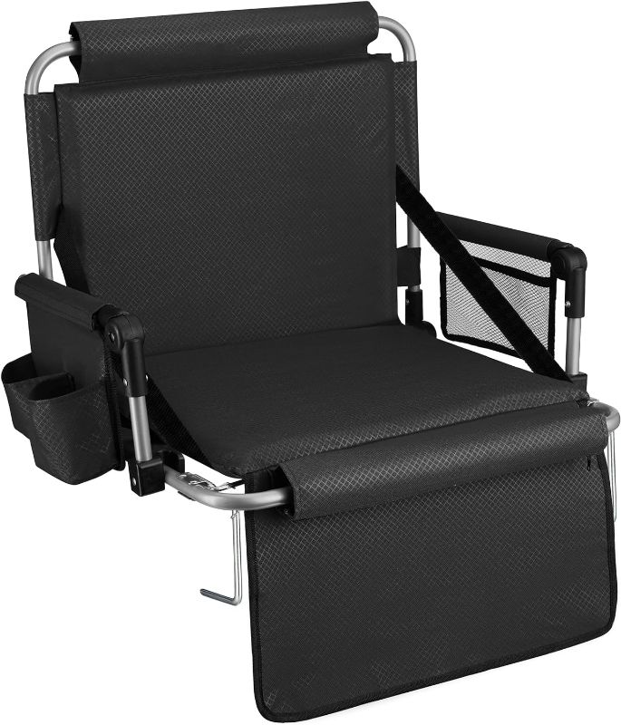 Photo 1 of Alpcour Bleacher Seat with Backrest – Premium Stadium Seating for Bleachers: Cushioned, Foldable & Padded Stadium Seat Chair with Arms & Pockets – Perfect for Football & Basketball Games