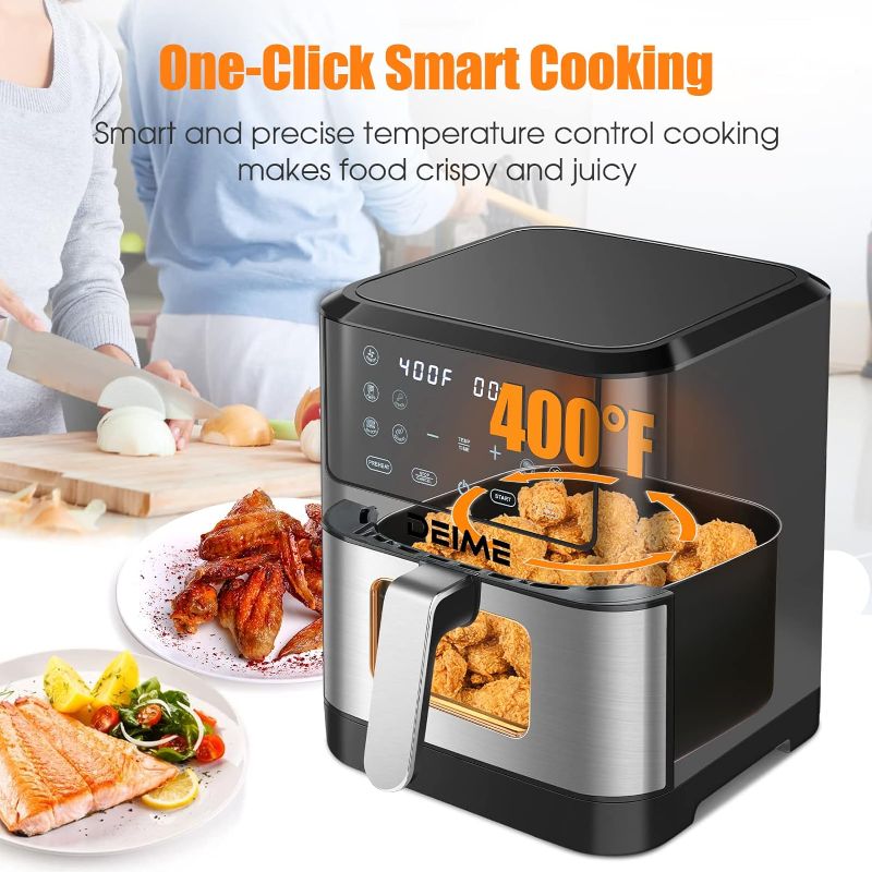 Photo 1 of Air Fryer 6.2 QT Oilless AirFryer 1500W Electric Healthy Oven Cooker Large Capacity with Visible Cooking Window, 10 Presets in One Touch , Digital Control, Customerizable Cooking, Non-Stick Basket, Included Recipe