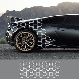 Photo 1 of YOUNICE 6 ft Grids Car PVC Honeycomb Graphics Stickers Auto Decor Tuning Glossy Car Decals for Car Side Body DIY Car Body Sticker (White)