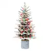 Photo 1 of 4.5 ft. Potted Flocked Arctic Fir Artificial Christmas Tree, 419 PE/PVC Tips, 70 UL Multi-color Incandescent Lights
