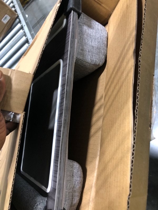 Photo 1 of HUANUO Lap Desk - Fits up to 17 inches Laptop Desk, Built in Wrist Pad for Notebook, MacBook, Tablet, Lap Laptop Desk with Tablet, Pen & Phone Holder (Black Woodgrain, Big)