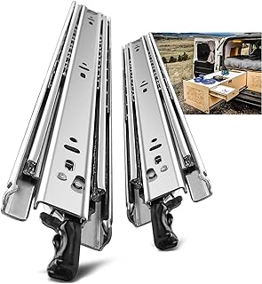 Photo 1 of AOLISHENG 1 Pair Heavy Duty Drawer Slides with Lock 12 14 16 18 20 22 24 26 28 30 32 34 36 38 40 Inch 150 lb Load Capacity Side Mount Full Extension Ball Bearing Cabinet Locking Rail Tool Box Runner