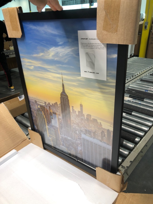 Photo 3 of see pic, minor crack, bottom right corner.
Frame Amo Black 19x25 Picture or Poster Frame, 1 inch Wide Border, Smooth Finish, Acrylic Front