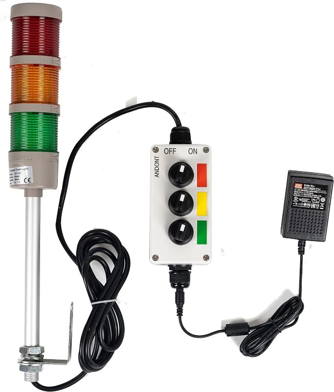 Photo 1 of ANDONT 3 Stack Super Bright LED Andon Tower Lights, Off-ON, 6 ft Industrial Adapter, Plug Play Ready