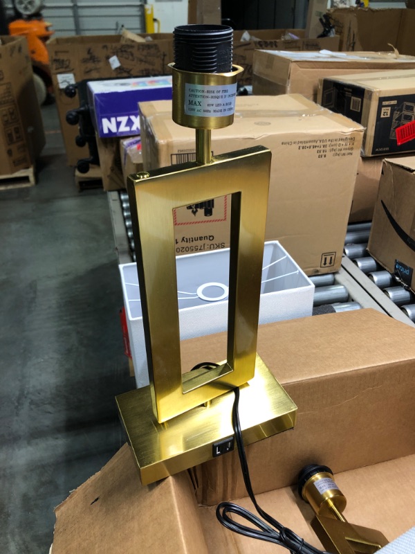 Photo 1 of UNABLE TO TEST
360 Lighting Marshall 30" Tall Open Rectangle Large Modern Luxe Glam End Table Lamps Set of 2 Gold Finish Metal White Shade Living Room Bedroom Bedside Nightstand House Office Home Kitchen