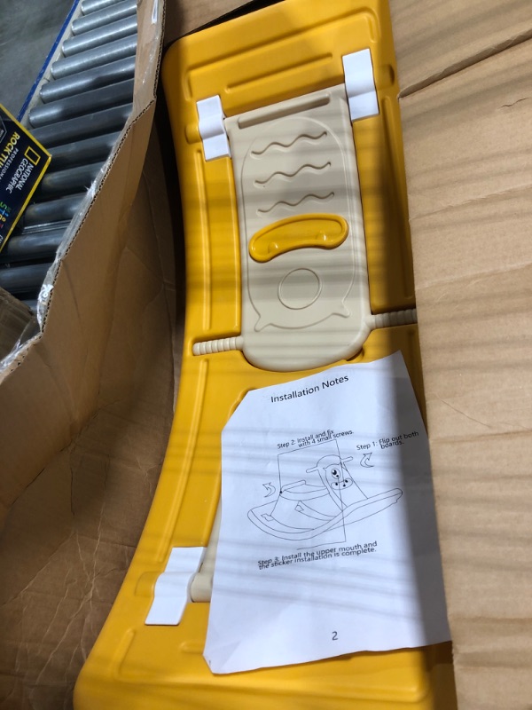 Photo 1 of Children's Balance Rocking Board Convertible to Rocking Horse Sturdy Plastic Montessori Toys Suitable for Children's Yoga Stimulates the vestibular system Maximum load-bearing 150LB (Yellow)