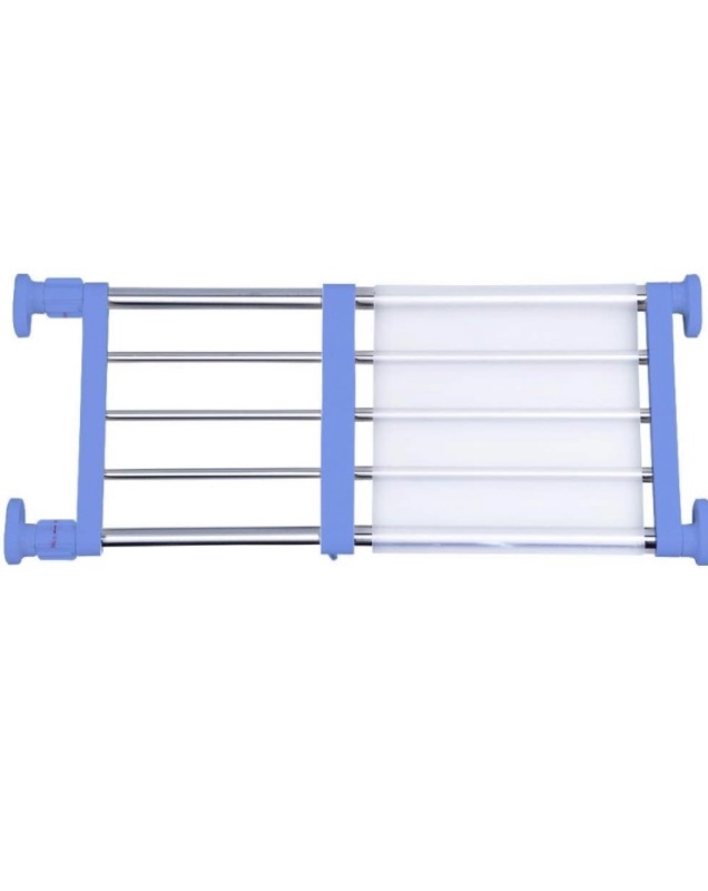 Photo 1 of Hershii 1 shelves Closet Tension Shelf & Rod Expandable Metal Storage Rack Adjustable Organizer DIY Divider Separator for Cabinet Wardrobe Cupboard Kitchen Bathroom - Blue