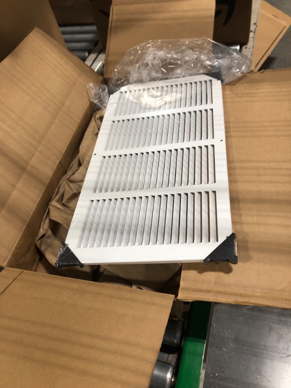 Photo 3 of 16" x 8" Inch White Air Vent Cover - Steel Return Air Grilles - for Ceiling and Sidewall - HVAC - with Insect Protection Screen (15.74''x7.87'' Inch, White) 16" x 8" White