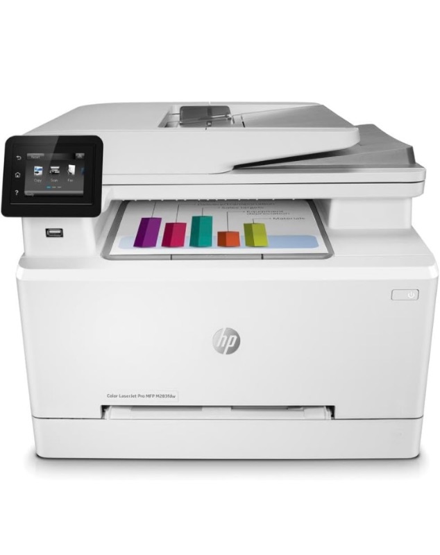 Photo 1 of HP Color LaserJet Pro M283fdw Wireless All-in-One Laser Printer, Remote Mobile Print, Scan & Copy, Duplex Printing, Works with Alexa (7KW75A), White