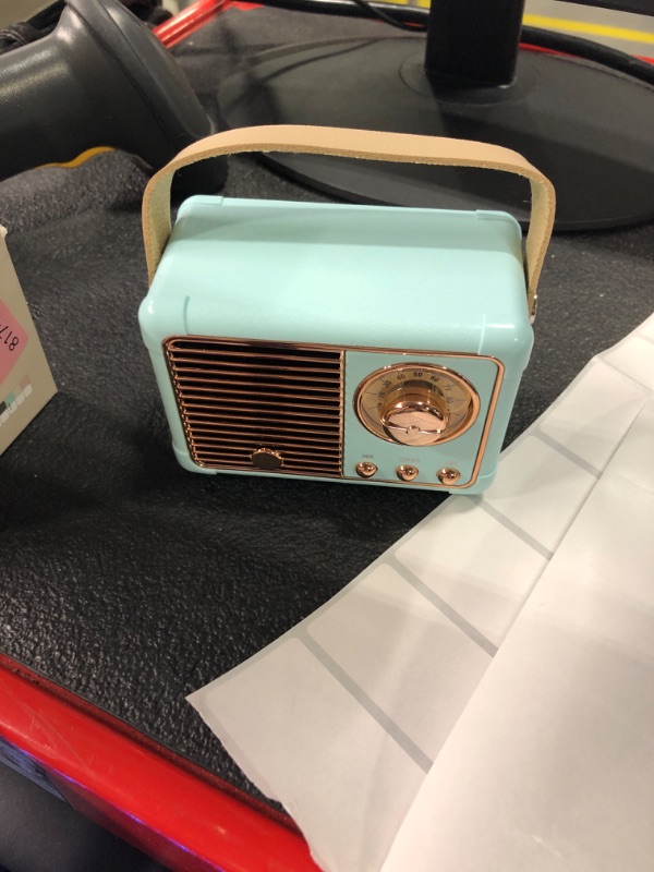 Photo 2 of Retro Bluetooth Speaker, Vintage Decor,Dosmix Small Wireless Bluetooth Speaker, Cute Old Fashion Style for Kitchen Desk Bedroom Office Party Outdoor Kawaii Accessories for iPhone Android (Blue)