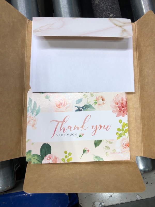 Photo 1 of Hat Acrobat 25 Baby Shower Invitations for Girl Bundle with Thank You Cards and Envelopes - Floral Invitations for Girls with Book Request Cards and Diaper Raffle Tickets