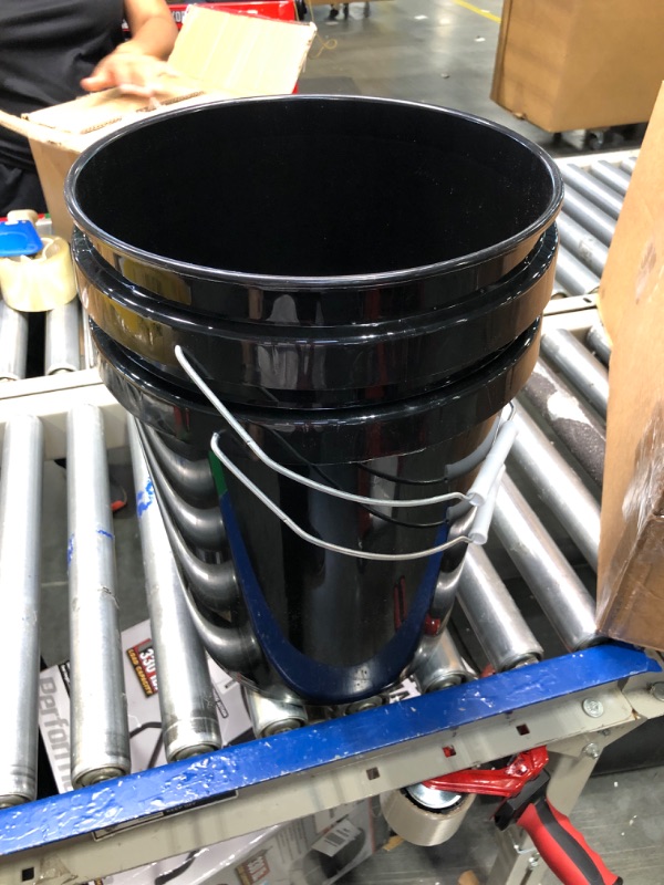 Photo 3 of 2 buckets only!!!!

United Solutions 5 Gallon Bucket, Heavy Duty Plastic Bucket, Comfortable Handle, Easy to Clean, Perfect for on The Job, Home Improvement, or Household Cleaning; Black, Black 